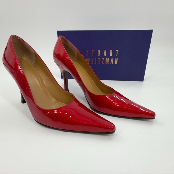 Stuart Weitzman Princess Red Patent Leather Pumps Women’s Size 7.5N - Picture 13 of 15